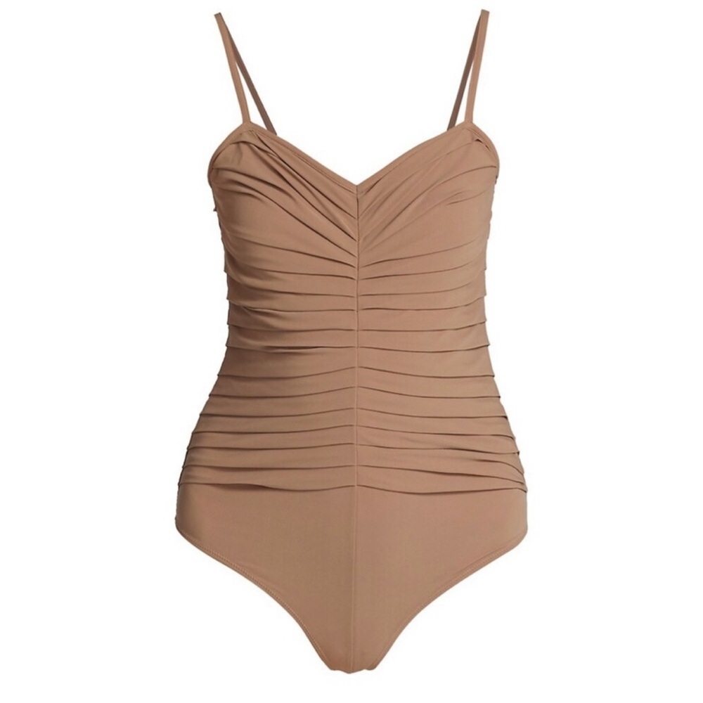 Goldsign Hutton Ruched Nude Strappy Bodysuit size Medium